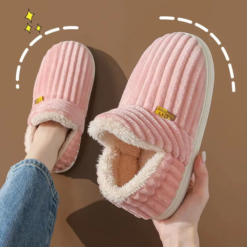 Women's plush winter slipper soft sole - pink