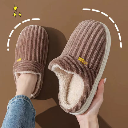 Women's plush winter slippers soft sole - Brow