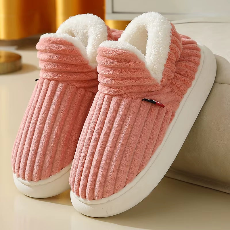 Soft Sole Slippers for Women Winter Fashion Women Fur Slippers Fuzzy Plush Men Slippers Warm Furry Women Cotton Shoes