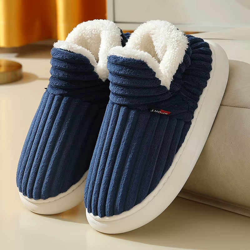Warm plush winter slipp indoor comfort - blu
