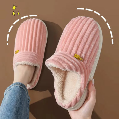 Soft Sole Slippers for Women Winter Fashion Women Fur Slippers Fuzzy Plush Men Slippers Warm Furry Women Cotton Shoes