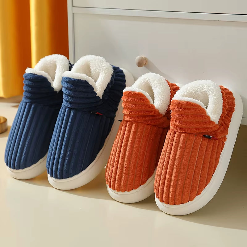 Soft Sole Slippers for Women Winter Fashion Women Fur Slippers Fuzzy Plush Men Slippers Warm Furry Women Cotton Shoes