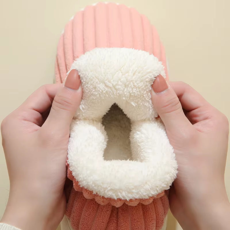 Soft Sole Slippers for Women Winter Fashion Women Fur Slippers Fuzzy Plush Men Slippers Warm Furry Women Cotton Shoes