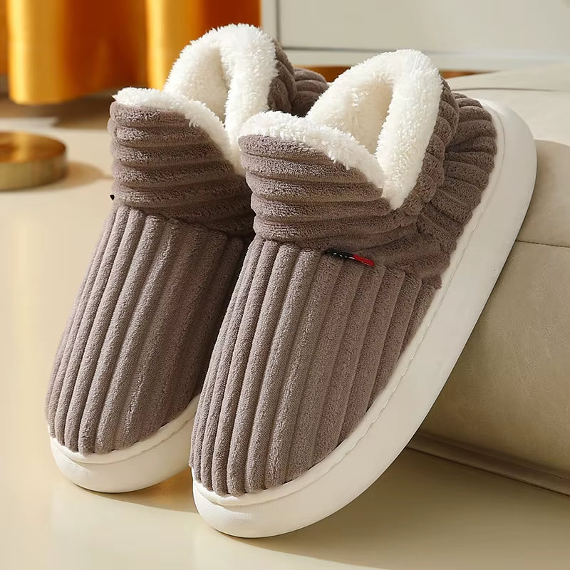 Soft Sole Slippers for Women Winter Fashion Women Fur Slippers Fuzzy Plush Men Slippers Warm Furry Women Cotton Shoes